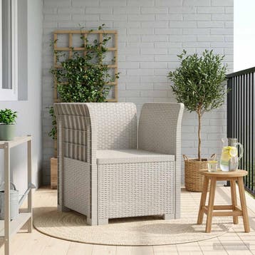 vidaXL Eén-zits Fauteuil Rieten Look PP Wit, Verzenden, Nieuw