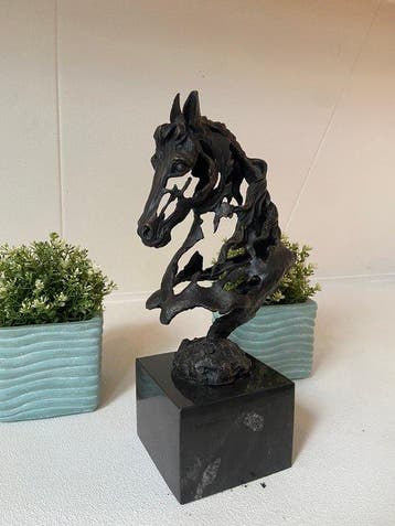 Beeld, Horse Head - 42 cm - Brons, Marmer