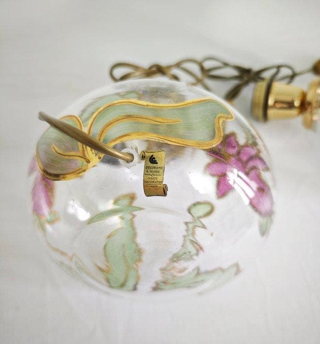 Tafellamp (2) - Glas, Metaal - Met de hand versierd, Antiek en Kunst, Curiosa en Brocante