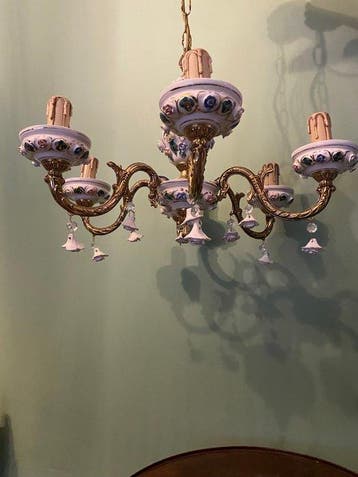 Kroonluchter - Porselein, Messing - Elegante luster