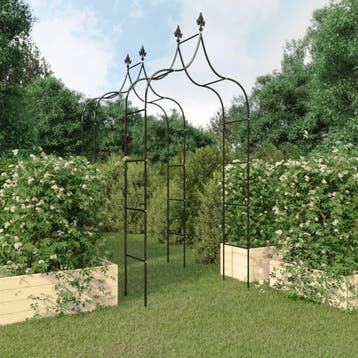 vidaXL Tuinbogen 2 st 120x38x260 cm staal zwart, Verzenden