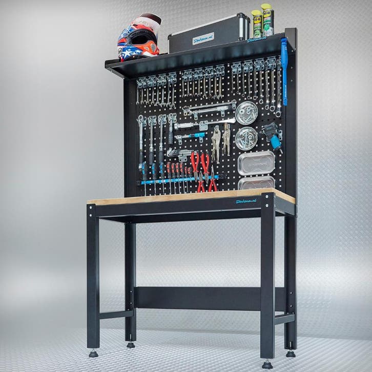 Datona Werkbank PREMIUM eiken 119 cm breed - Datona - Zwart, Doe-het-zelf en Bouw, Werkbanken, Ophalen of Verzenden