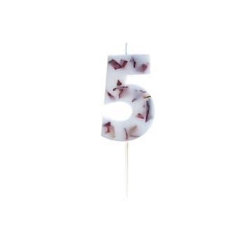 Kaars 5 Jaar Rozenblaadjes 9cm, Verzenden, Nieuw