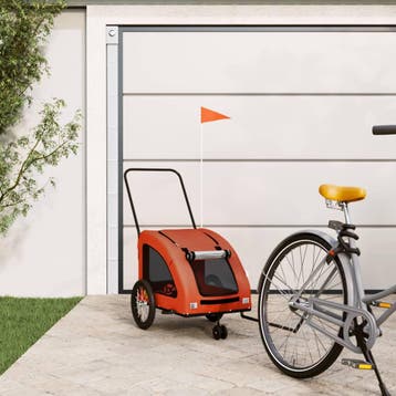 vidaXL Hondenfietstrailer oxford stof en ijzer oranje, Verzenden, Nieuw