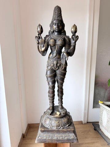 Lakshmi très grande à taille réelle - 170 cm - Bronze - Inde