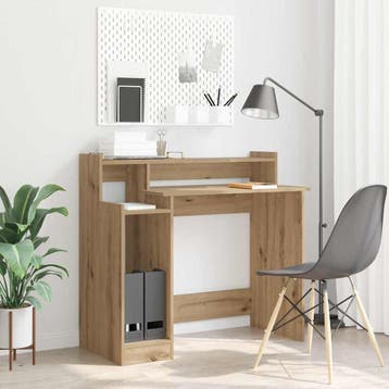 vidaXL Bureau Artisan Eiken 97 x 45 x 90 cm Bewerkt hout, Huis en Inrichting, Bureaus, Verzenden, Nieuw