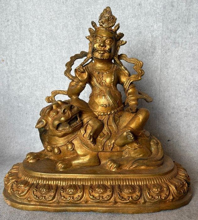Beeld, Jambhala, De Boeddhistische God van Rijkdom - 28.5 cm, Antiquités & Art, Antiquités | Autres Antiquités