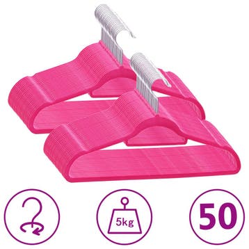 vidaXL 50-delige Kledinghangerset anti-slip fluweel roze, Verzenden, Nieuw