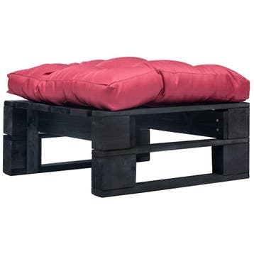 vidaXL Tuinpoef met rood kussen pallet hout zwart, Verzenden