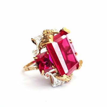 Zonder minimumprijs - Ring - 9 kt. Roségoud, Zilver Spinel -, Nieuw