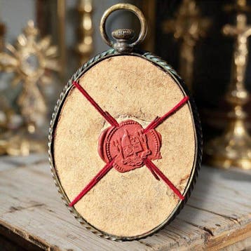Reliekhouder - Messing, Glas, Textiel - 1800-1850 - 12, Antiek en Kunst