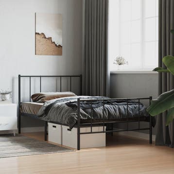 vidaXL Bedframe met hoofd- en voeteneinde metaal zwart, Verzenden, Nieuw