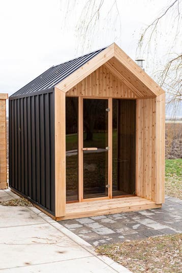 Showroommodel Pure Cube Neptune | Buitensauna korting, Ophalen of Verzenden, Nieuw, Fins of Traditioneel, Complete sauna