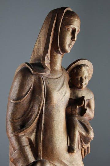 L. Guyaux - Beeld, Art Deco Madonna and Child - 61 cm -