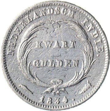 Indes orientales néerlandaises. 1/4 Gulden 1834 over 1826
