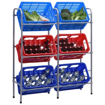 vidaXL Opbergrek voor 6 kratten 96x33x116 cm steel, Verzenden, Nieuw