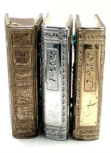 Judaica – Lot of 3 Decorative Metal-Bound Sephardic Prayer