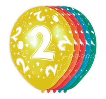 Ballonnen 2 Jaar Versiering 30cm 5st, Hobby en Vrije tijd, Verzenden, Nieuw