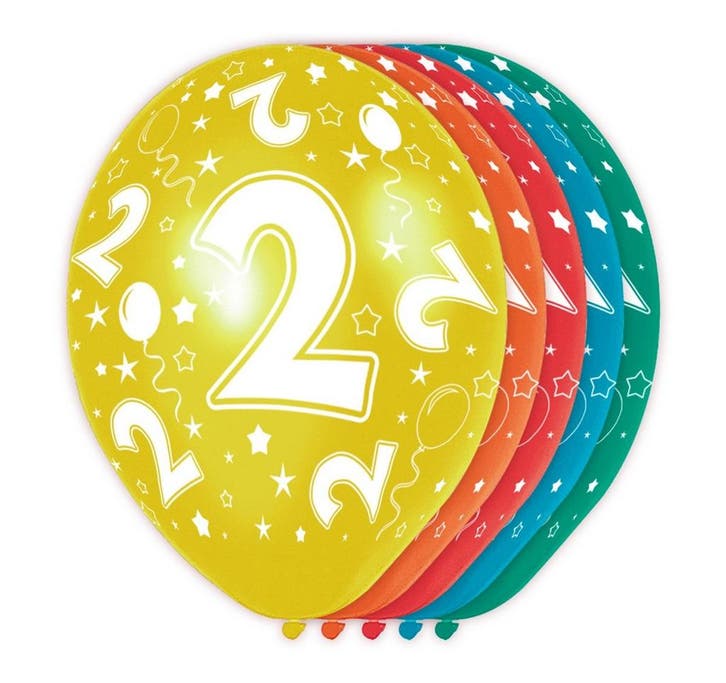 Ballonnen 2 Jaar Versiering 30cm 5st, Hobby en Vrije tijd, Feestartikelen, Nieuw, Verzenden