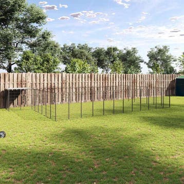 vidaXL Hondenkennel 30,25 m² staal zwart, Verzenden