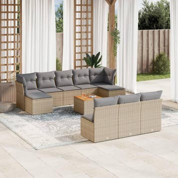 vidaXL 11-delige Loungeset met kussens poly rattan gemengd, Verzenden, Nieuw, Loungeset