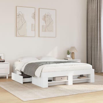 vidaXL Bedframe bewerkt hout wit 140x200 cm, Verzenden, Nieuw