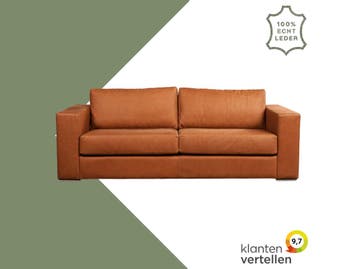 Leren bank Flow - 3 zits - Rancho Cognac (cognac) - Poten, Ophalen of Verzenden