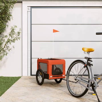 vidaXL Hondenfietstrailer oxford stof en ijzer oranje en, Verzenden