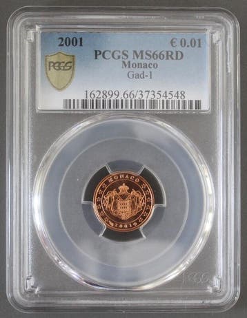 Monaco Km 167 1 Cent 2001 Wappen Pcgs Ms66rd, Verzenden, België