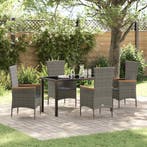 vidaXL Tuin Eettafel Set met kussen 5 pcs Grijs Gepoedercoat, Verzenden, Nieuw