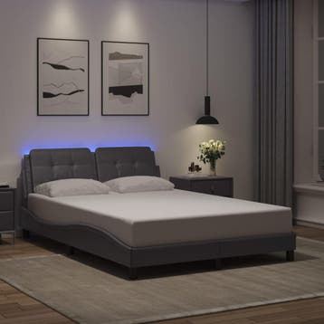 vidaXL Bedframe met LED zonder matras Zadar grijs 140x190, Verzenden