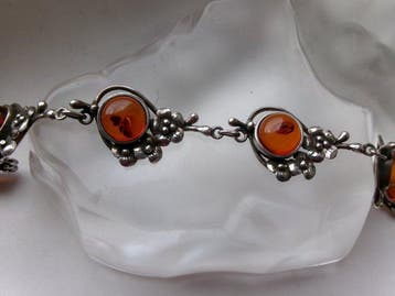 Argent, Amber - Bracelet - Style Art nouveau
