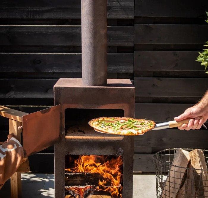 Kachel - Cortenstaal, Steen - Pizza oven -terras kachel, Antiquités & Art, Curiosités & Brocante