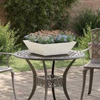 vidaXL Tuin Plantpot Wit 50 x 50 x 15 cm Koudgewalst staal, Tuin en Terras, Verzenden, Nieuw