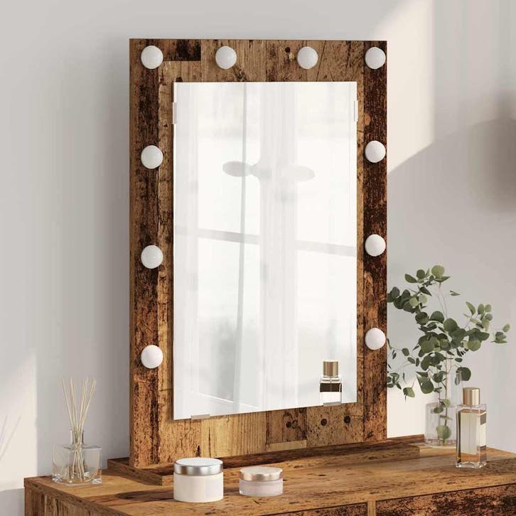 vidaXL Make-up Spiegel Rechthoekig Rook Eiken 70 x 50 x 18, Huis en Inrichting, Woonaccessoires | Spiegels, Nieuw, Verzenden