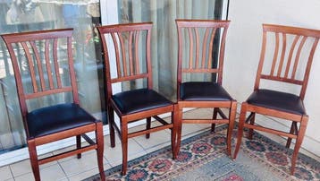 Stoel (4) - Hout - Set van 4 Italiaanse moderne stoelen