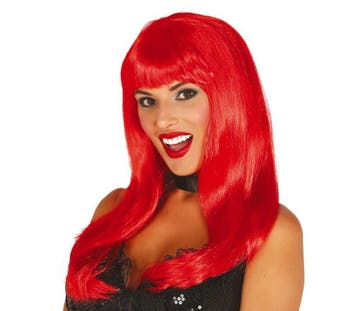 Halloween Pruik Pony Rood, Verzenden