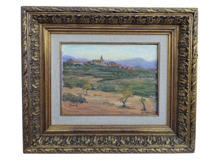 Escuela Española (S.XX) - Vista de Torás, Castellón, Antiquités & Art, Art | Peinture | Classique