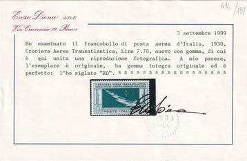 Royaume d’Italie 1930 - Posta Aerea Balbo 7,70 l. bleu clair