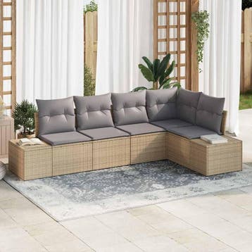 vidaXL Tuinbank Set met opslag 5 pcs Beige en Lichtgrijs, Verzenden, Nieuw