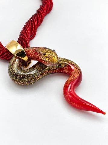 24 carats - verre de Murano, Or jaune - Collier avec
