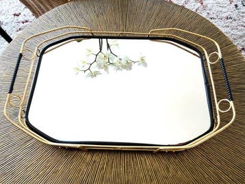 Prachtig vintage dienblad met spiegelglas - Dienblad -