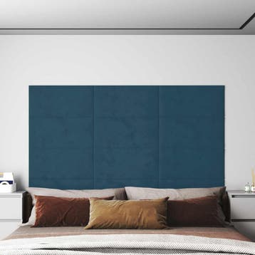 vidaXL Wand Hoofdbord 12 st Blauw Fluweel, Verzenden