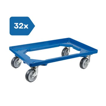 Dolly 60x40x15 blauw met 4 rubberen zwenkwielen nieuw Set, Ophalen of Verzenden