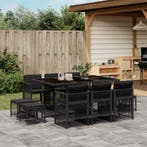 vidaXL 11-delige Tuinset met kussens poly rattan zwart, Verzenden, Nieuw, Tuinset