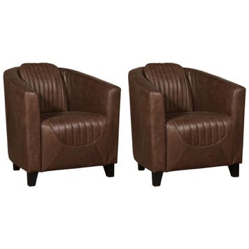 Set van 2 Leren fauteuils Press Special - Vintage Brown, Nieuw, Ophalen of Verzenden, 50 tot 75 cm, Leer