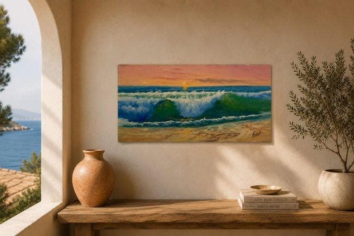 Roy Vidal 100 x 50 cm - El romper de la ola, Antiquités & Art, Art | Peinture | Classique