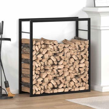 vidaXL Haardhoutrek 80x28x86 cm staal matzwart, Tuin en Terras, Brandhout, Verzenden