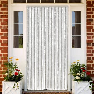 vidaXL Vliegengordijn 100x230 cm chenille lichtgrijs en wit, Verzenden