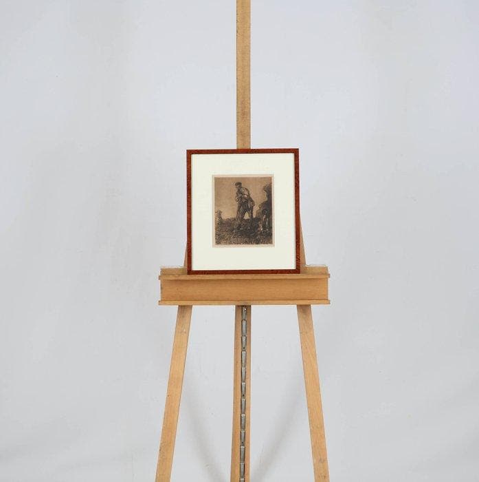 Willem Hendrik van der Nat (1864–1929) - Herder met hond en, Antiquités & Art, Antiquités | Autres Antiquités